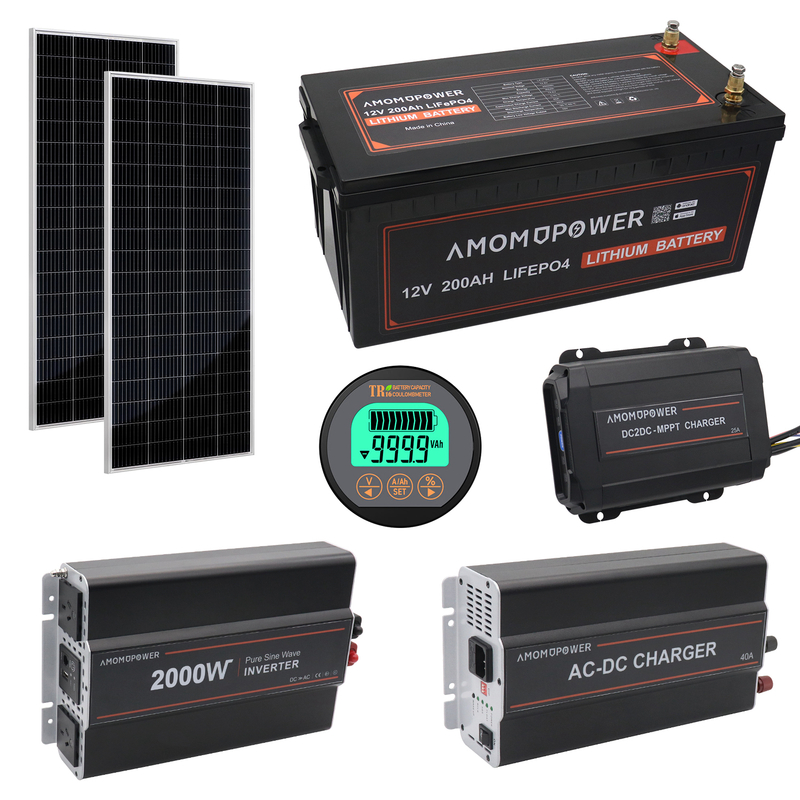 12V Solar System 200Ah Battery Set with Inverter Battery Charger Solar Panel