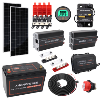12V RV House Life Power System Solar Battery Set with Busbar Circuit Breaker Accessories