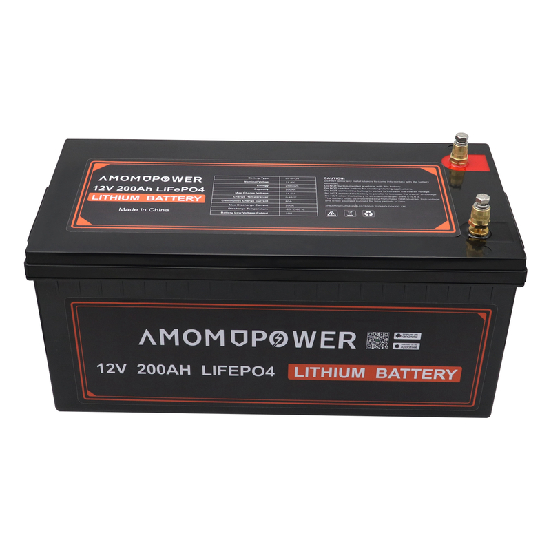 Amomdpower Custom 12V RV Marine 200Ah Rechargeable Lithium Battery Replace Lead-Acid Battery