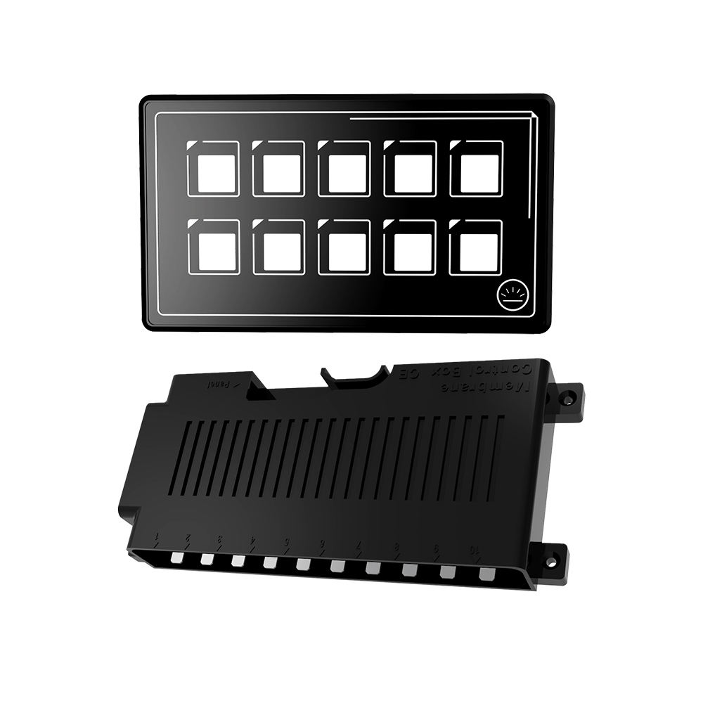 Amomd High-End Luxury 10-Way Bluetooth Control Membrane Switch Box Panel RV Marine Caravan LED Light Source Black Buttons