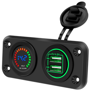 Amomd Wholesale 12v/24v Dual USB Car Charger Color Screen Low Voltage Warning Voltmeter Combination Panel