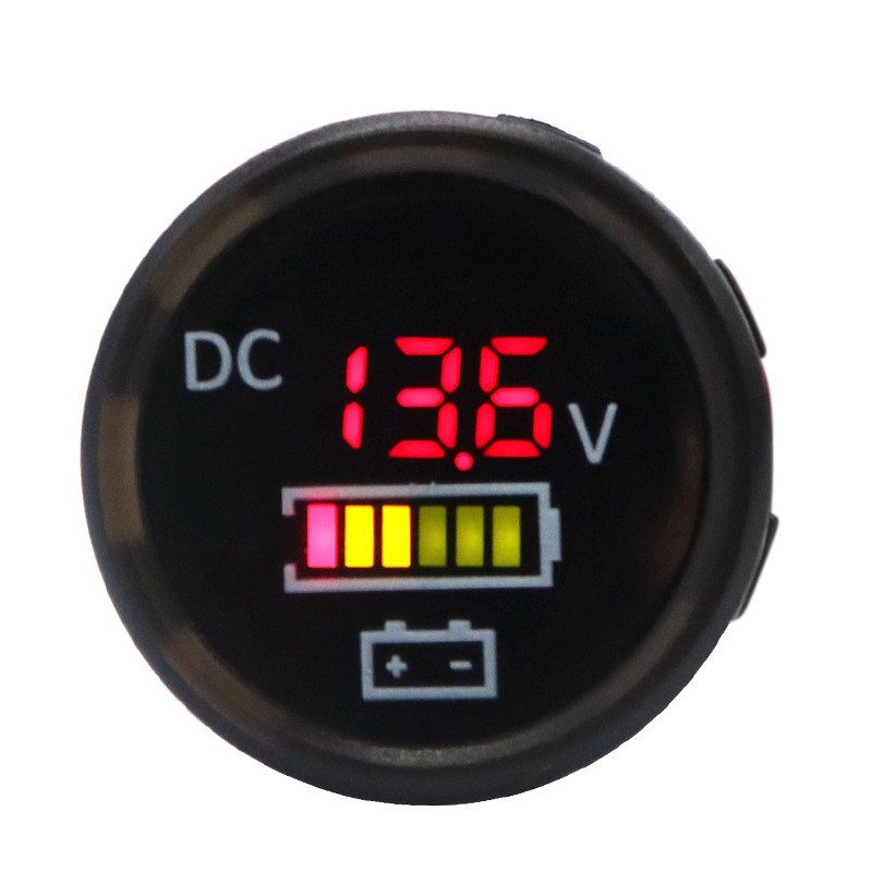 Amomd Wholesale 0-30V DC 3-Digit Colorful Sealed Display Round VoltMeter IP67 Waterproof