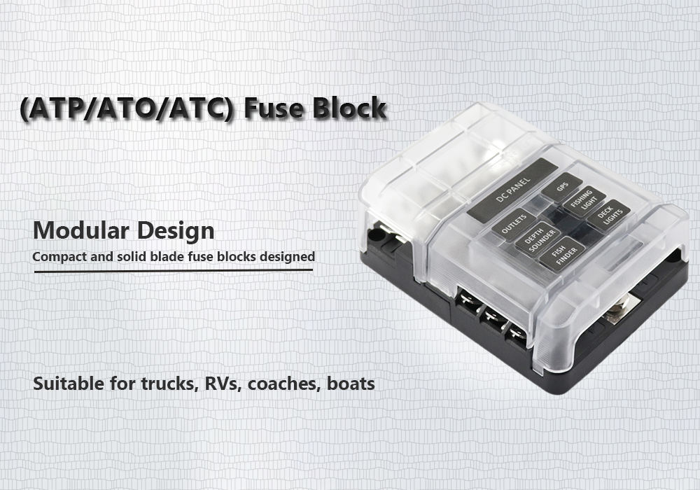 6-Way Blade Fuse Block Holder Box Vehicle-Modified Screw Type with Integrated 20A Negative Busbar for Marine Car Adaptations
