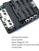 6-Way Blade Fuse Block Holder Box Vehicle-Modified Screw Type with Integrated 20A Negative Busbar for Marine Car Adaptations