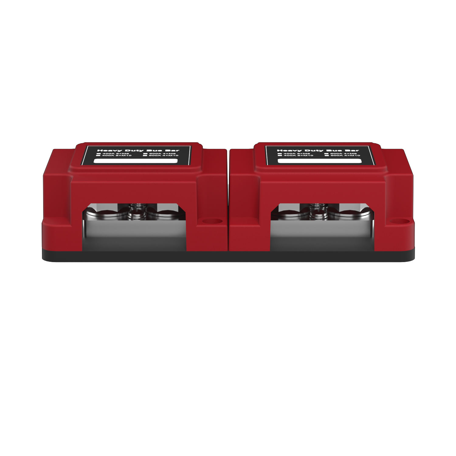 Amomd 4 Bolt DC 600A High Large Current Copper Bus Bar M8/M10 Power Distribution Busbar Connector Box with 2 Cover