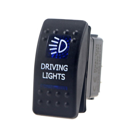 Amomd 12V 5-Pin Marine Rocker Switch ON-OFF Dual Blue LED Driving Light ...