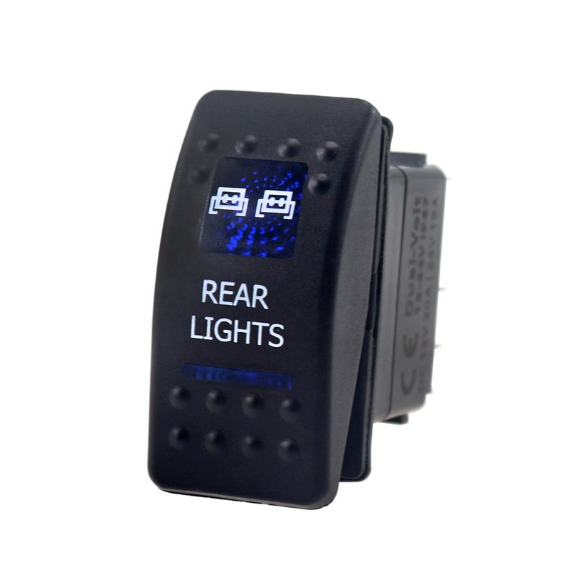 Pactrade Marine 5x Small Round Blue LED Rocker Switch – SPST ON/OFF – For Boat, Car, Automotive