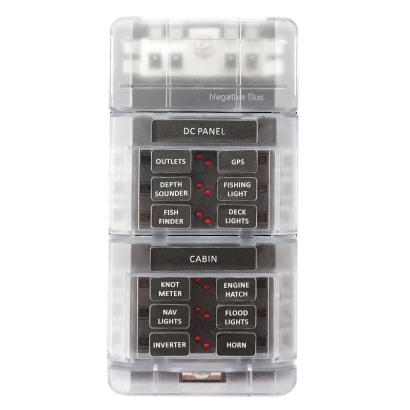 Amomd 32V RV Fuse Block 2x6 Way Blade ATP/ATC/ATO Fuse Holders Negative Bus Bar Plastic Fuse Box 12-Way Busbar for Auto Fuse