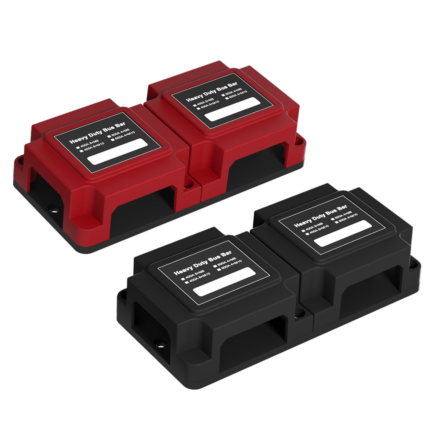 Amomd 4 Bolt DC 600A High Large Current Copper Bus Bar M8/M10 Power Distribution Busbar Connector Box with 2 Cover