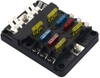 6-Way Blade Fuse Block Holder Box Vehicle-Modified Screw Type with Integrated 20A Negative Busbar for Marine Car Adaptations