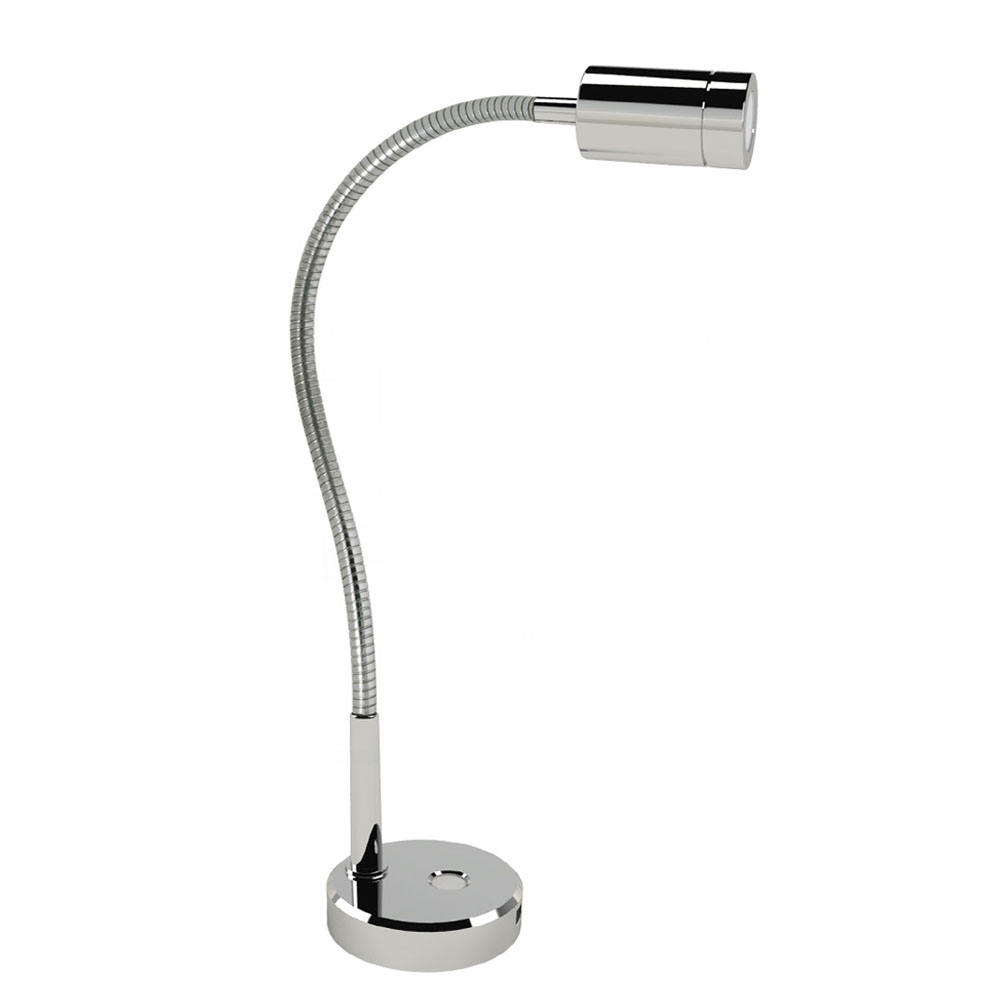 USB Charr Chrome-Plated Gooseneck LED Lamp Touch Adjust Direction and Brightness for RV Lighting Systems