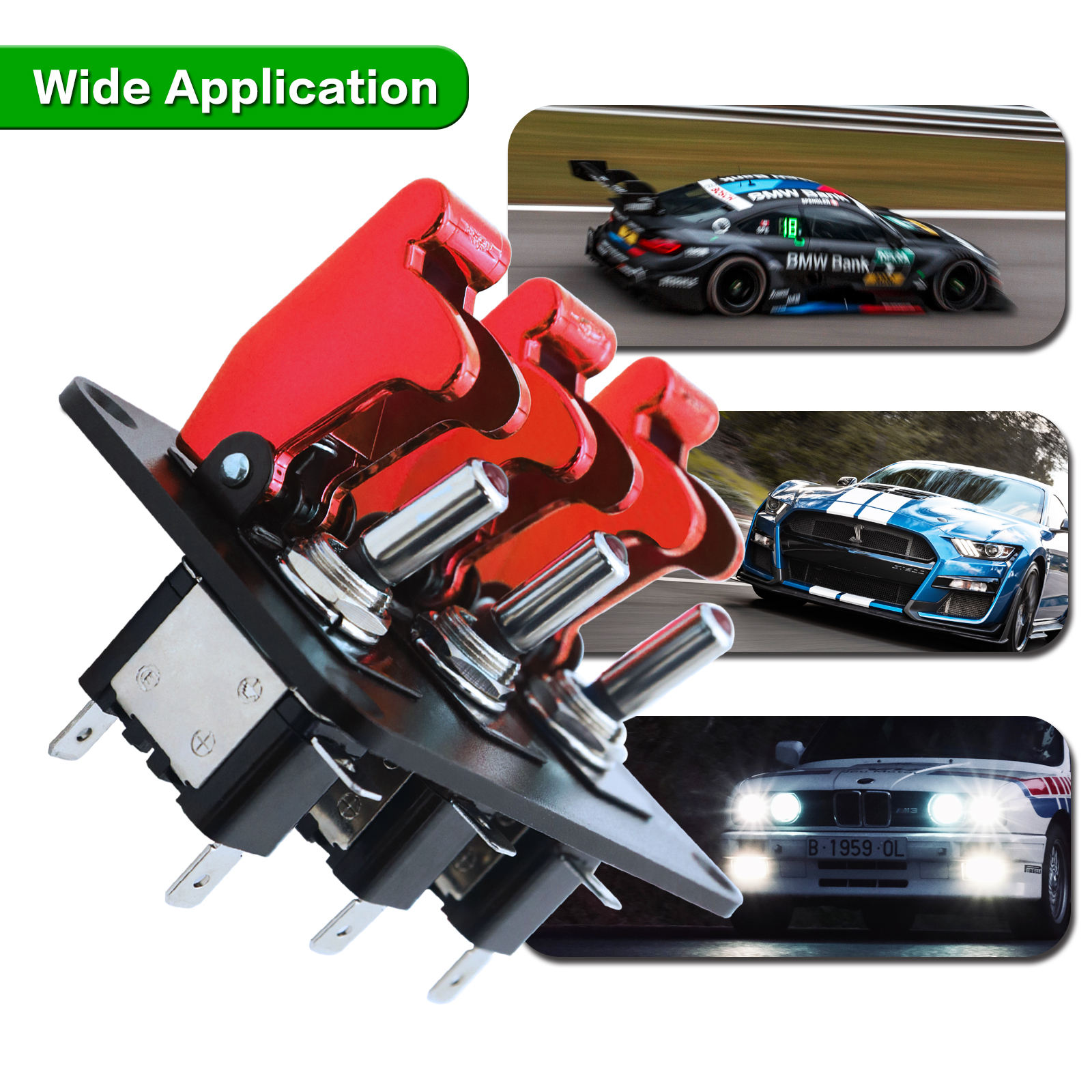 Amomd 12V Carbon Fiber ON/OFF Racing Car Rocker Switch Panel LED Indicator with ABS Material CE Certified 20A Maximum Current