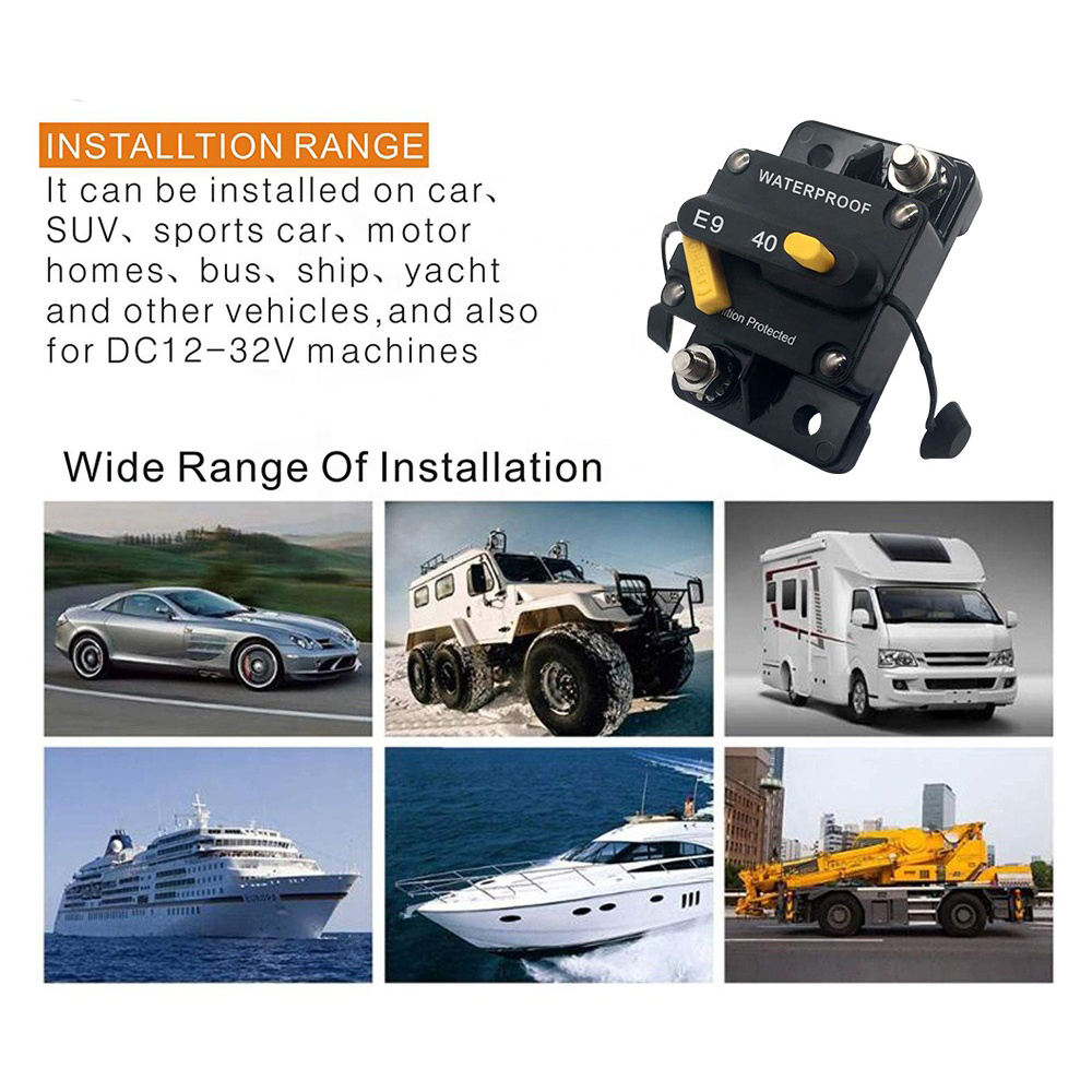 40A Marine Grade Mini Circuit Breaker Manual Reset Current Overload Protect for Boat RV Waterproof with CE Certificate