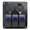 Amomd RV CE 12V DC Car Electrical Systems 3 Gang Rocker Switch with Dual USB Socket Car Cigar Lighter Socket Combination Panel