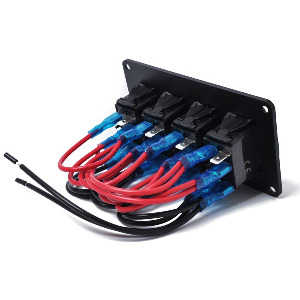 Amomd 12V DC LED Backlit Blue Rocker Switch Panel Surface Mount On-Off Function for Marine Cabin Cruiser Motorboat