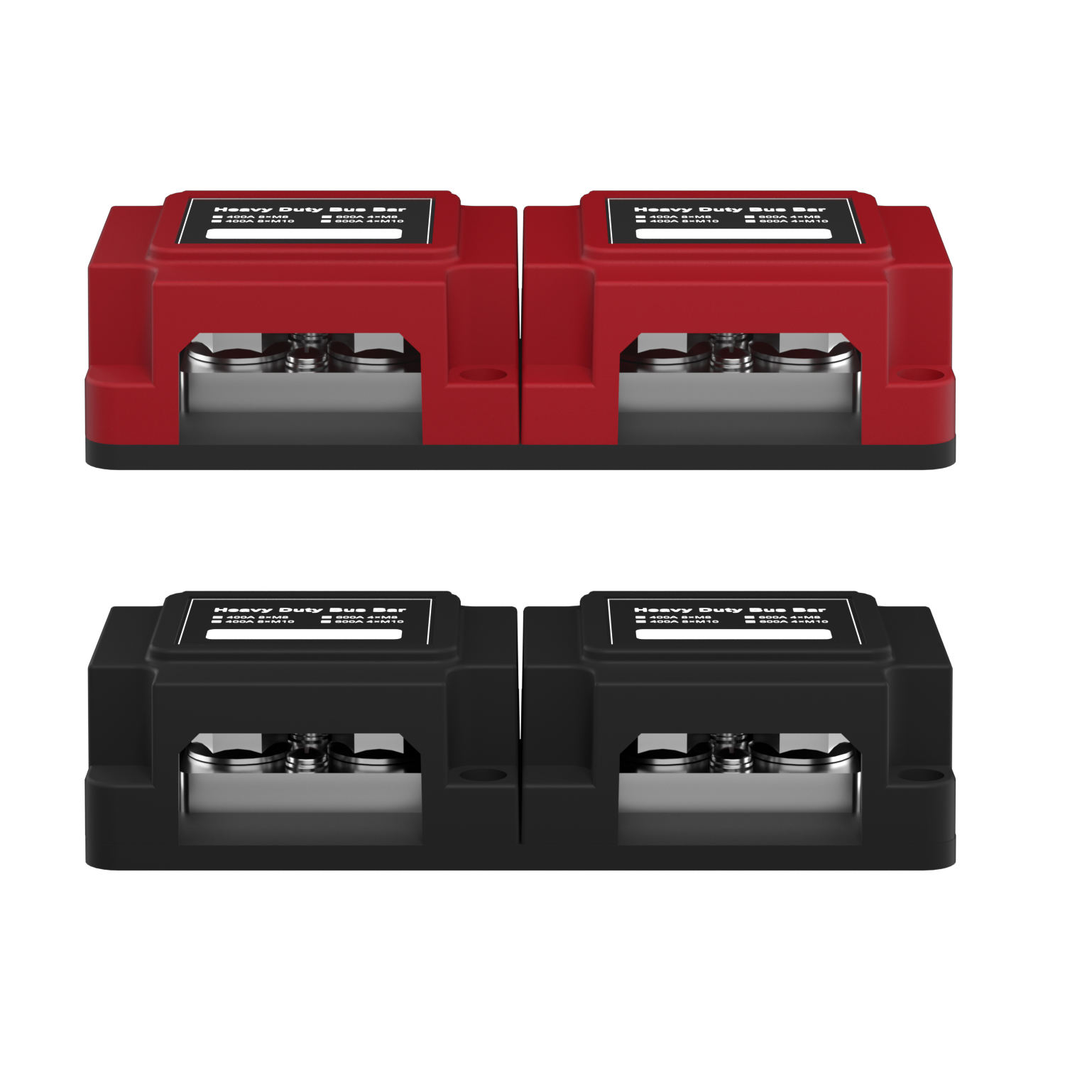 Amomd 4 Bolt DC 600A High Large Current Copper Bus Bar M8/M10 Power Distribution Busbar Connector Box with 2 Cover