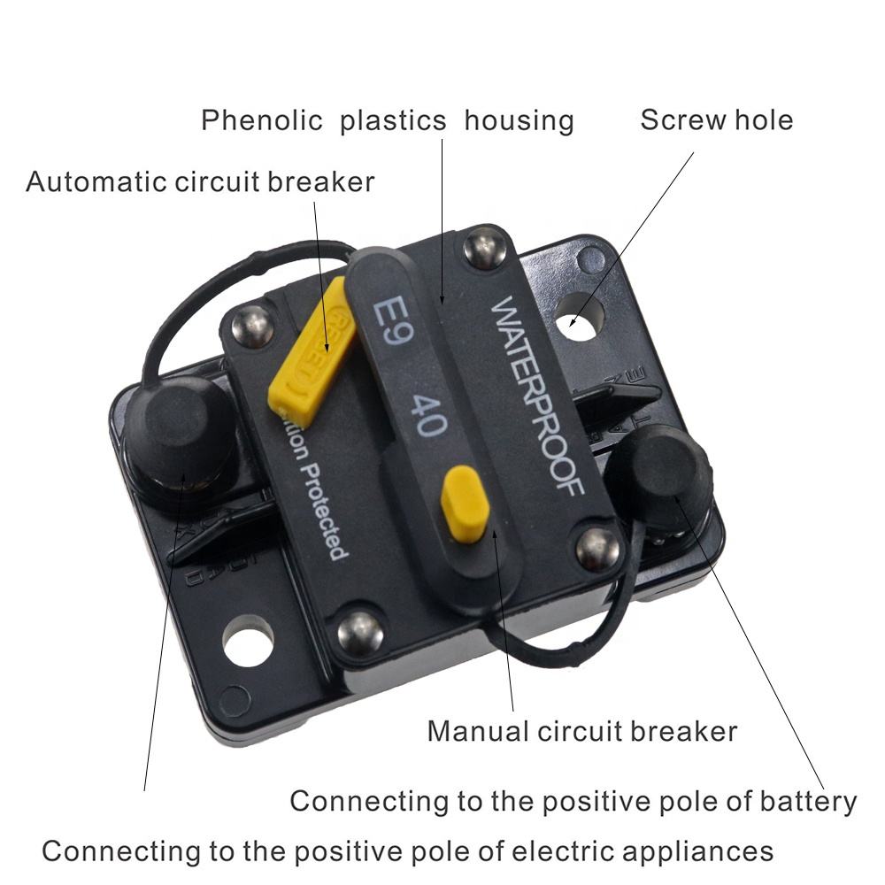40A Marine Grade Mini Circuit Breaker Manual Reset Current Overload Protect for Boat RV Waterproof with CE Certificate