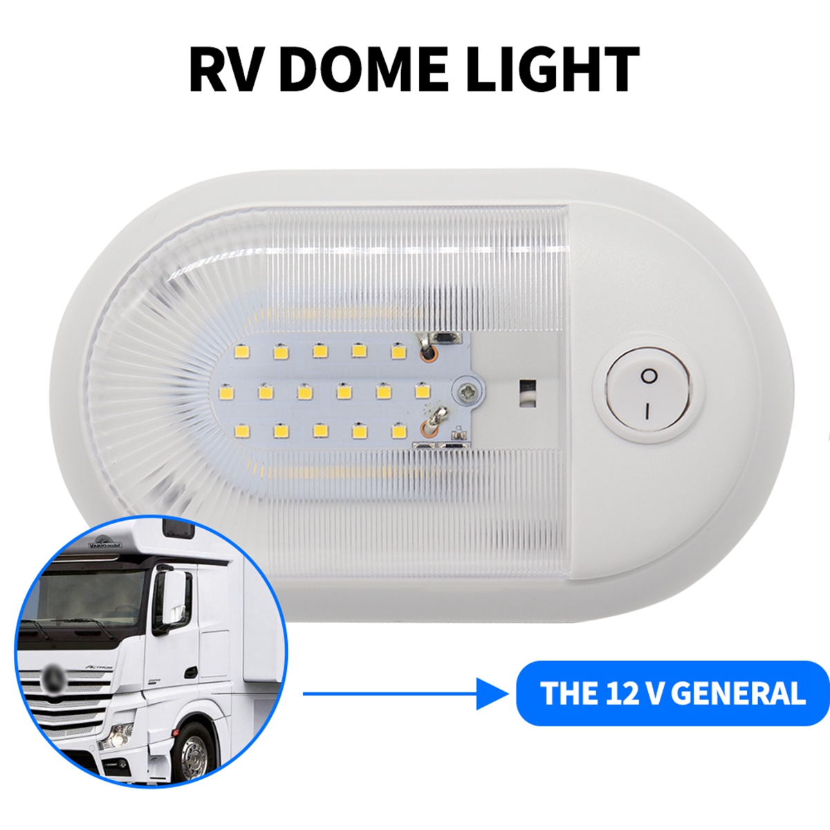  Wholesale 12V Led RV Interior Ceiling Oval Light with on-off Rocker Switch