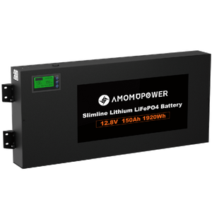Amomdpower 12v High Capacity Slim 150Ah Lifepo4 Slim Lithium Ion Battery with DC DC Charger UN38.3 MSDS IEC Certificate