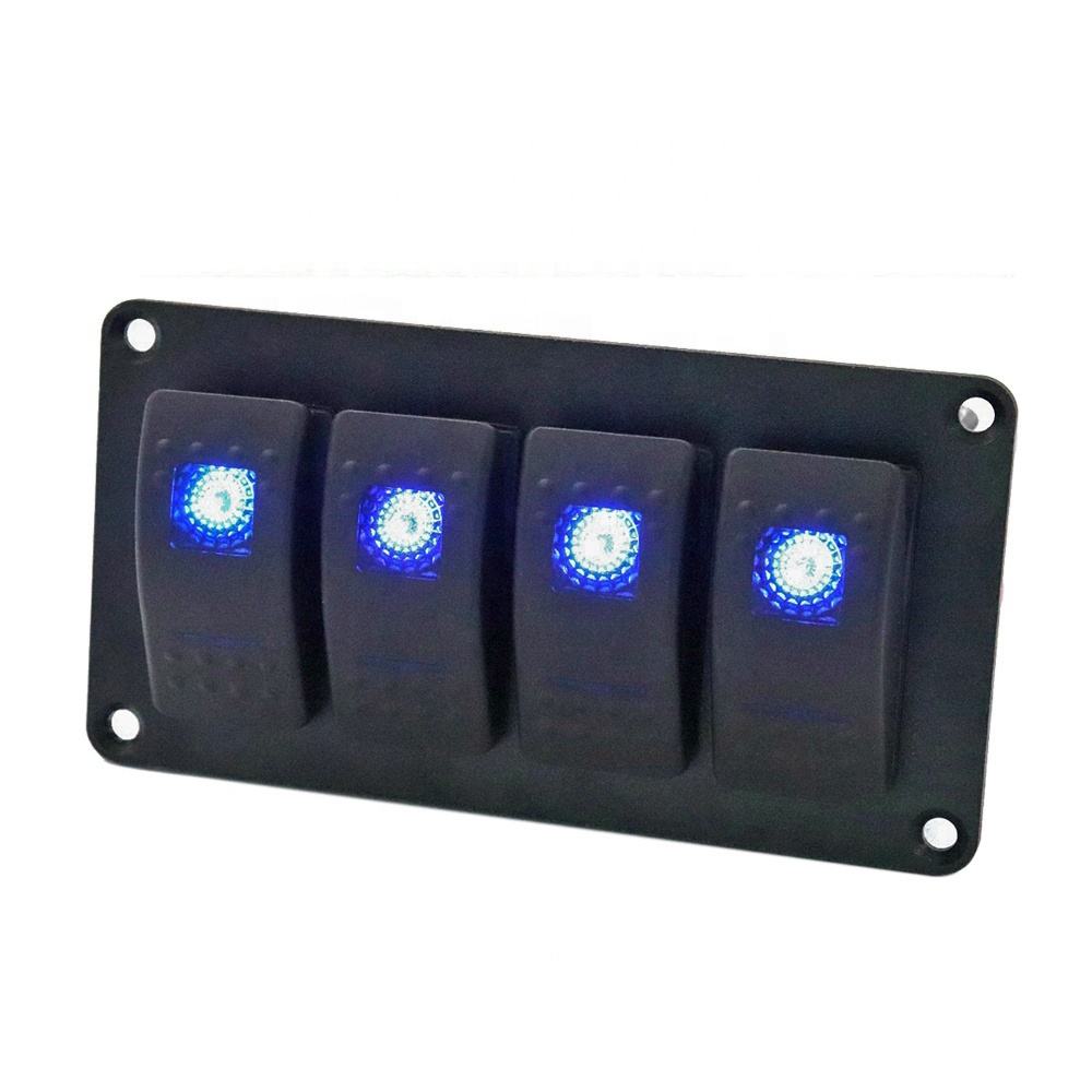 Amomd 12V DC LED Backlit Blue Rocker Switch Panel Surface Mount On-Off Function for Marine Cabin Cruiser Motorboat