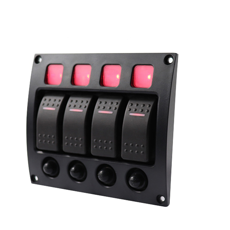 Wholesale 4 Gang 12V Rocker Switch Panel with Push Button Reset Circuit Breaker