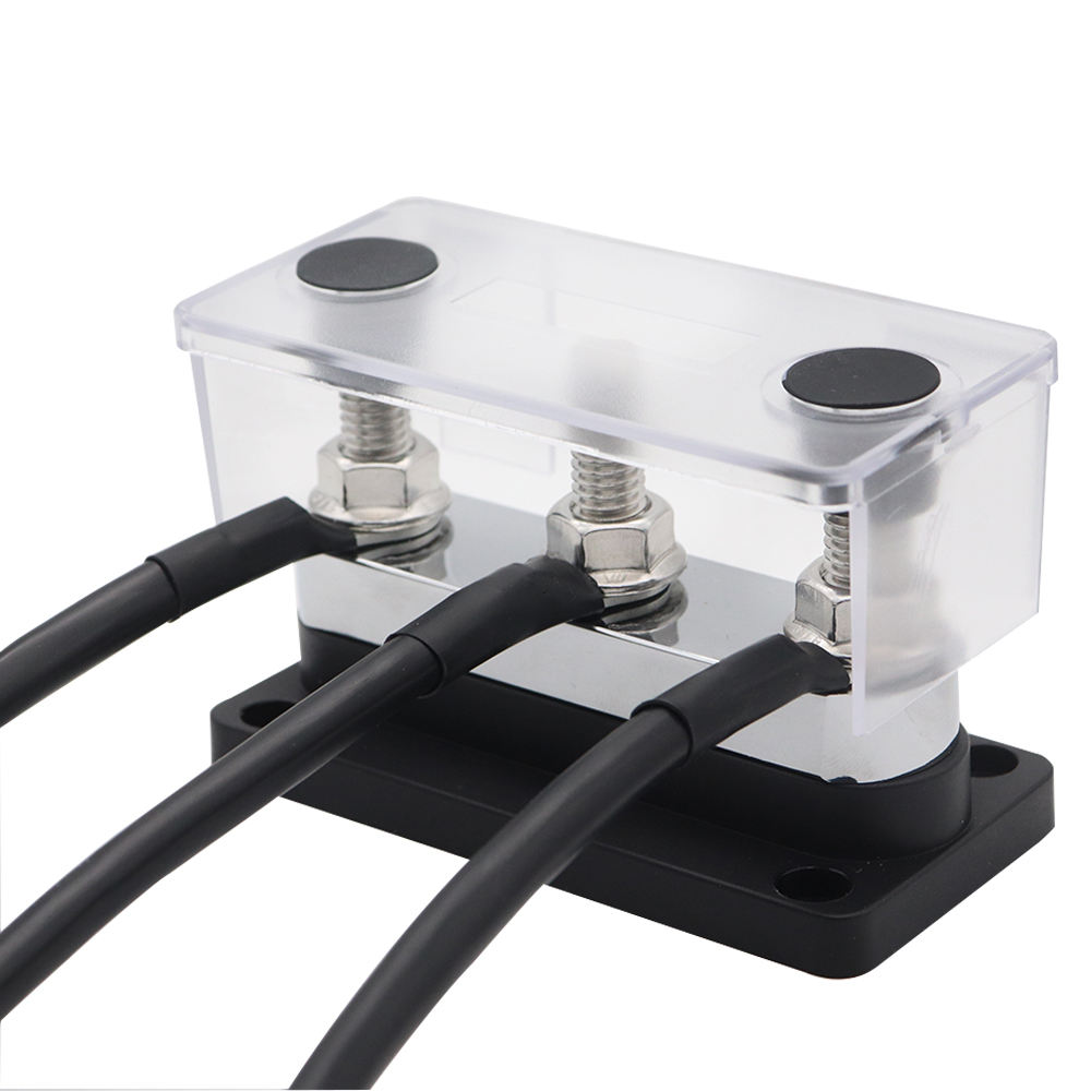 DIY Circuit 3-Way M10 600A Copper Connector Busbar Steel ABS Stainless Steel for Grounding Bar Connection with Cover
