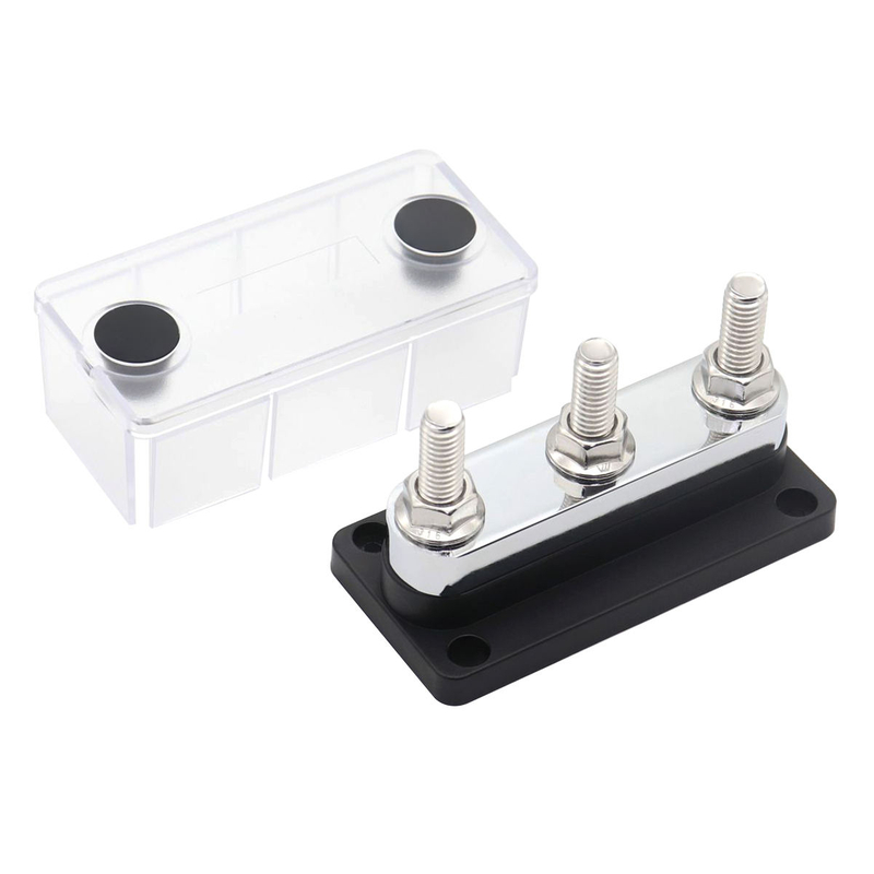 DIY Circuit 3-Way M10 600A Copper Connector Busbar Steel ABS Stainless Steel for Grounding Bar Connection with Cover