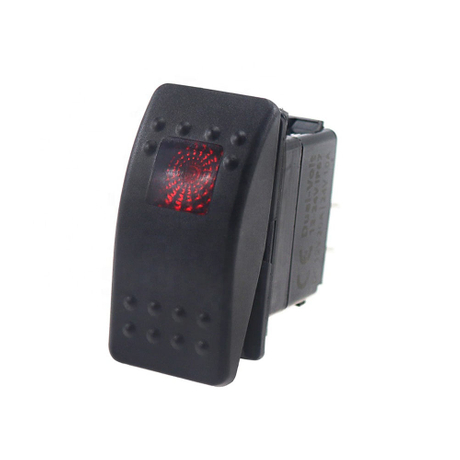 Amomd 12V Square Custom 3P Rocker Switch Marine Waterproof Red LED SPST ...