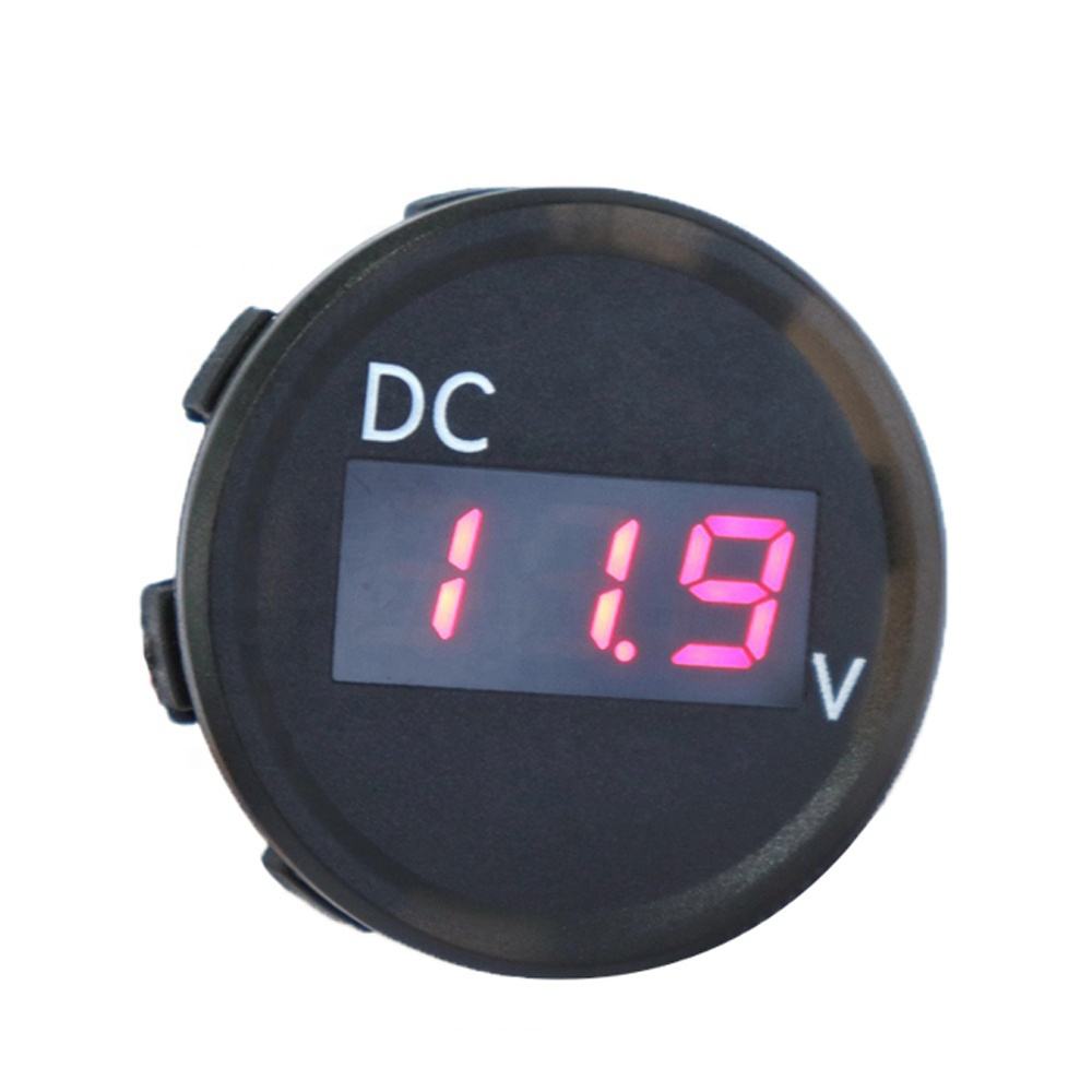 Amomd Mini Thin Marine Auto Digital Voltage Meter IP67 DC 24V Waterproof with LED Display Digital Only