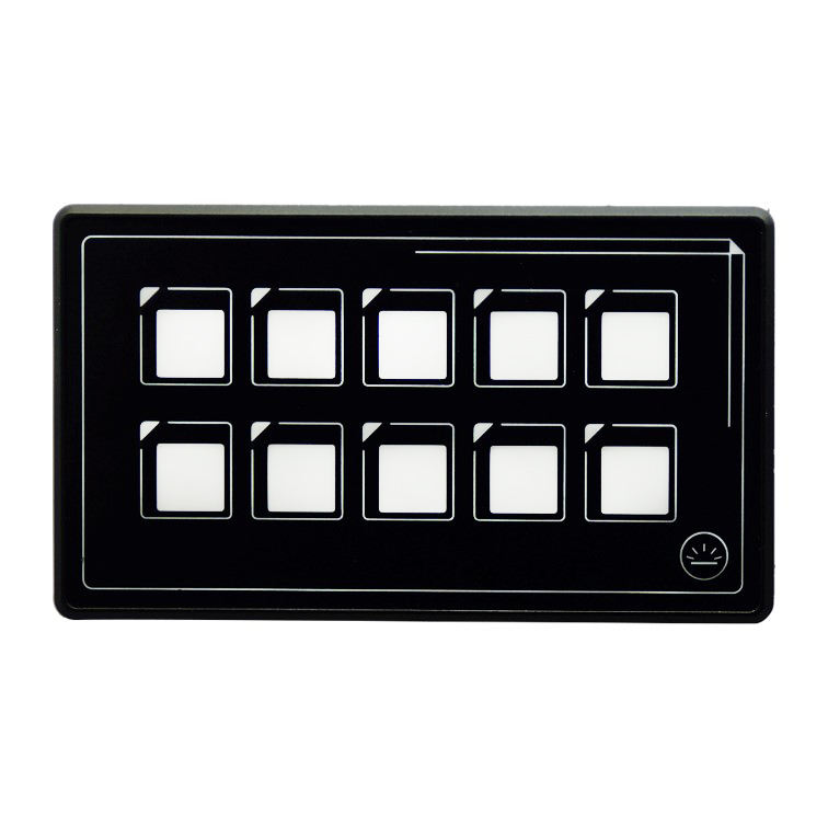 Amomd High-End Luxury 10-Way Bluetooth Control Membrane Switch Box Panel RV Marine Caravan LED Light Source Black Buttons