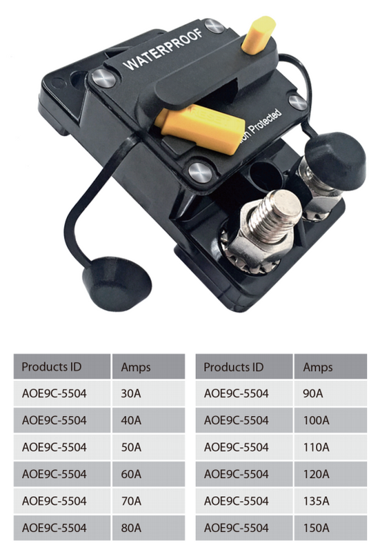 DC Surface Mount Thermal Circuit Breaker Manual Rocker Reset with Push