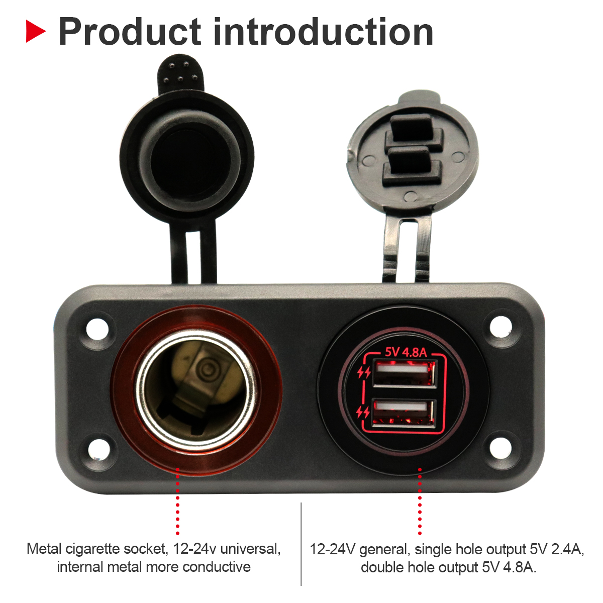 dual USB car charging + cigarette lighter two-in-one combination panel (23)