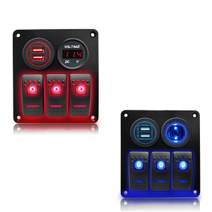 Wholesale 3 Gang 2 Hole Combine Blue/Red Led Rocker Switch Panel