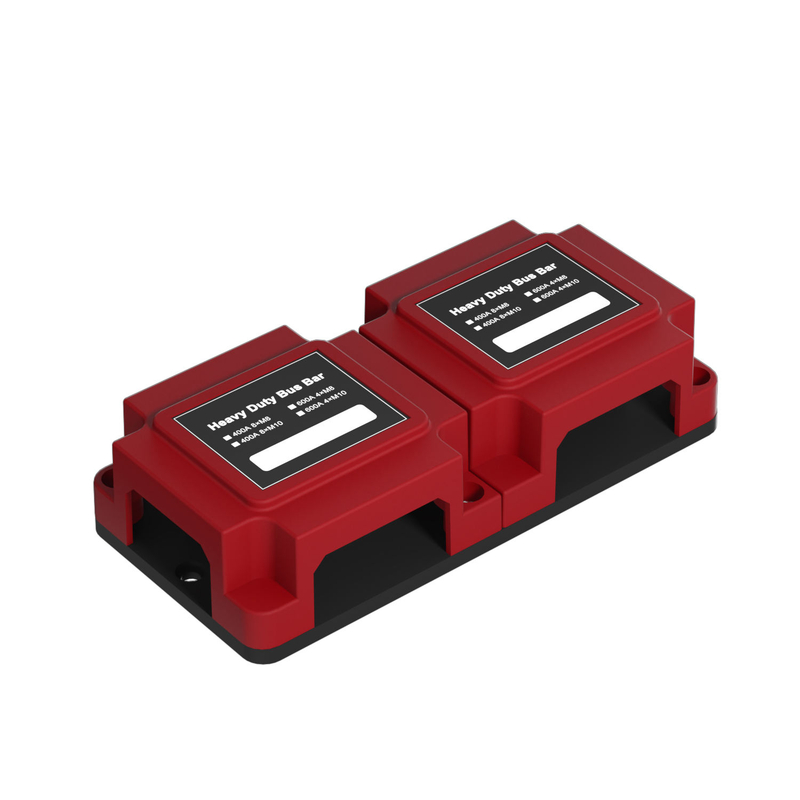 Amomd 4 Bolt DC 600A High Large Current Copper Bus Bar M8/M10 Power Distribution Busbar Connector Box with 2 Cover