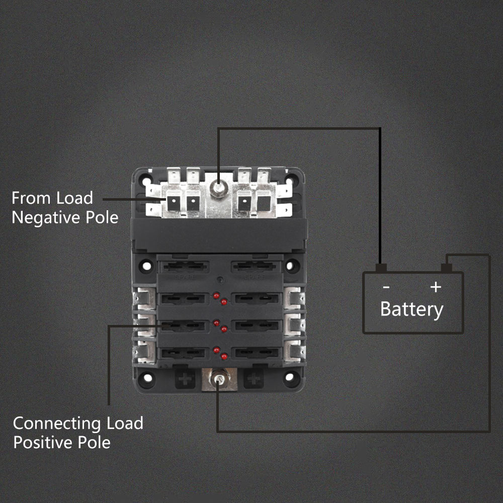 6-Way Blade Fuse Block Holder Box Vehicle-Modified Screw Type with Integrated 20A Negative Busbar for Marine Car Adaptations