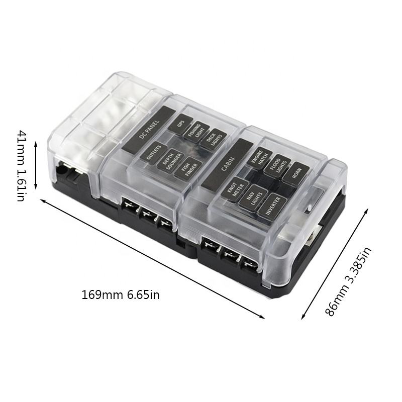 Amomd 32V RV Fuse Block 2x6 Way Blade ATP/ATC/ATO Fuse Holders Negative Bus Bar Plastic Fuse Box 12-Way Busbar for Auto Fuse