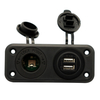 Amomd 12V 24V Dual 2.4A USB Ports and Waterproof Cigarette Lighter Socket Output Panel for Car RV