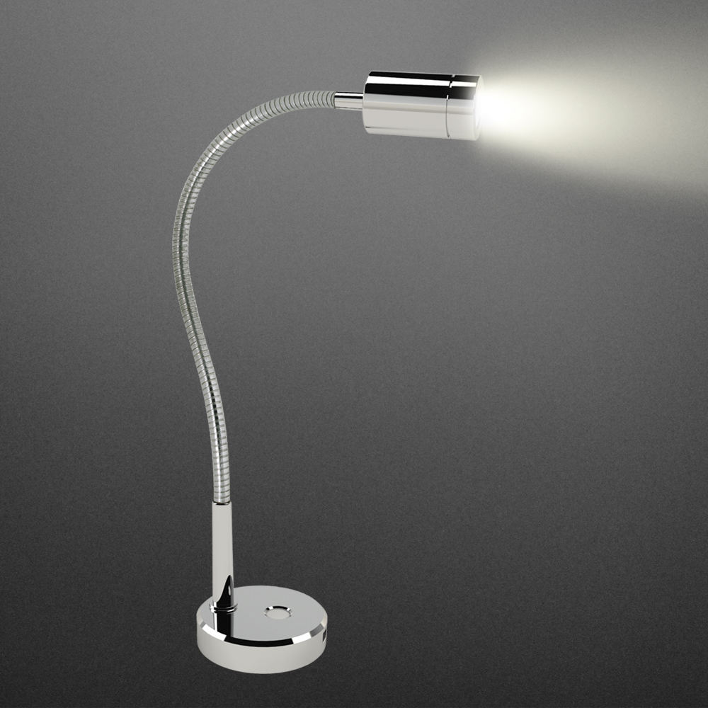 USB Charr Chrome-Plated Gooseneck LED Lamp Touch Adjust Direction and Brightness for RV Lighting Systems
