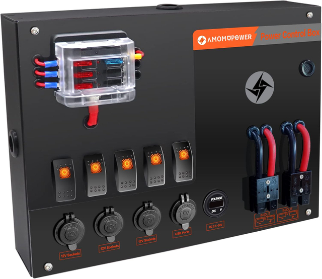 12v Accessory Power DC Rocker Switch Control Box Panel 12volt Control Board 4wd with Anderson Plug