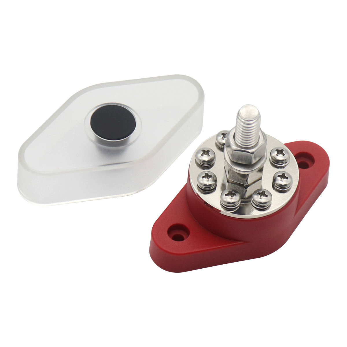 Amomd 8-Way Red Copper round Busbar with Nylon Cover 180A Rated