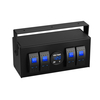 12V 4 Gang SPST Rocker Switch Control Box with Voltmeter IP54 Protection Level Aluminum Alloy for RV Boat Truck